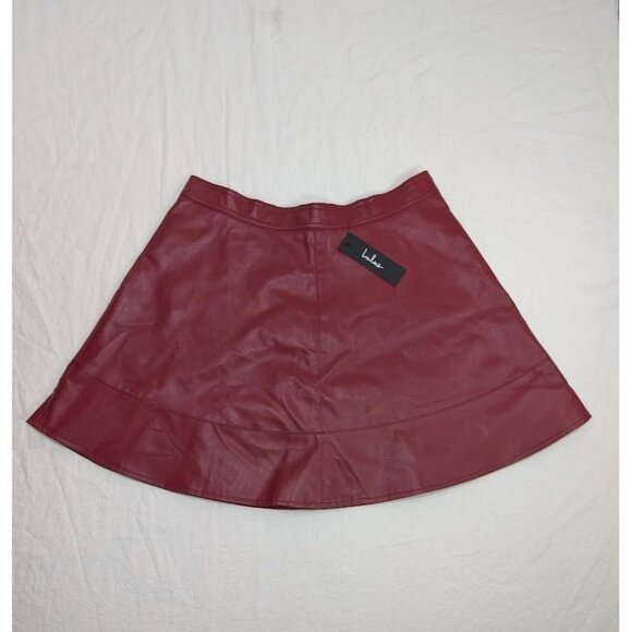 Lulus red pleather flare mini skirt women's sz large new with tags 30" waist B3 - Picture 1 of 9